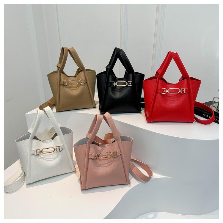 2024 New Popular Simple Bucket Bag Women Street Fashion Pu Shoulder Bag