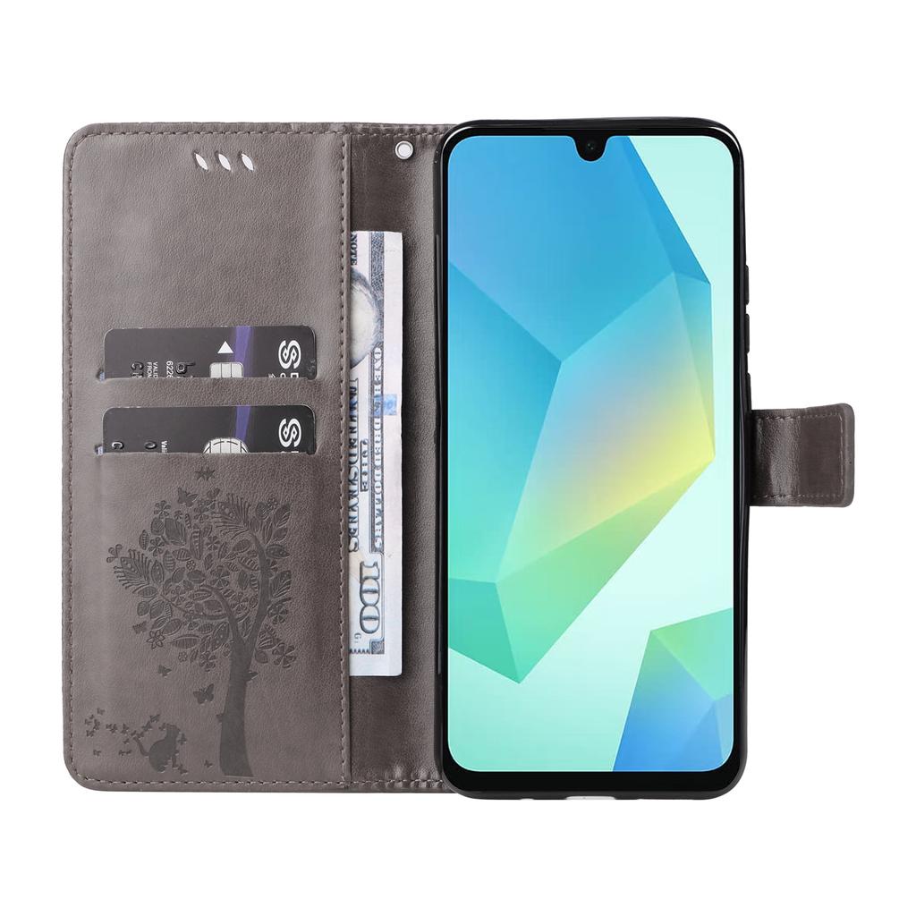 Für Samsung Galaxy A16 4G/Galaxy A16 5G/Galaxy A17 5G/Galaxy A26 5G Handyhülle mit Ständer Katzenbaum-Muster Leder-Portemonnaie Handy-Cover