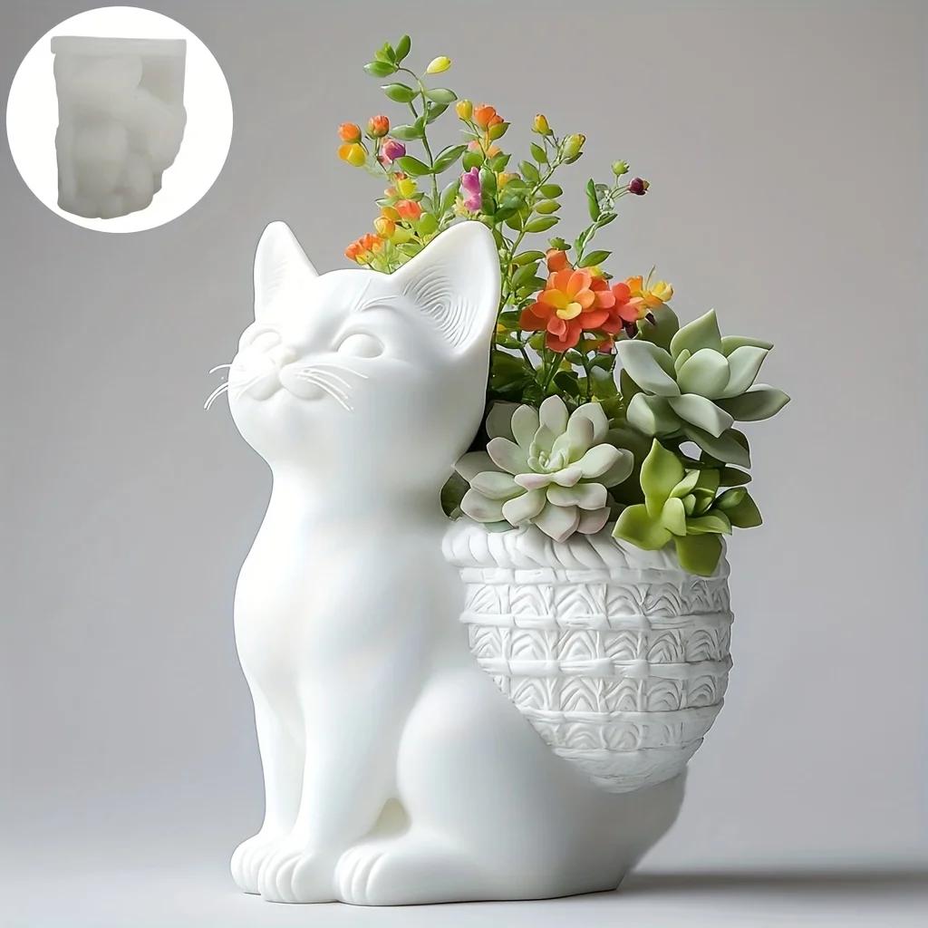 Yak Succulent Plant Flower Pot Resin Silicone Mold Sitting Cute Cow Storage Box Concrete Mould Cow Yak Candle Cup Gypsum Molds