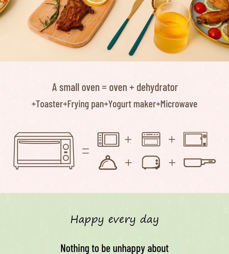 12L Multifunctional Mini Electric Oven with Mirror Finish