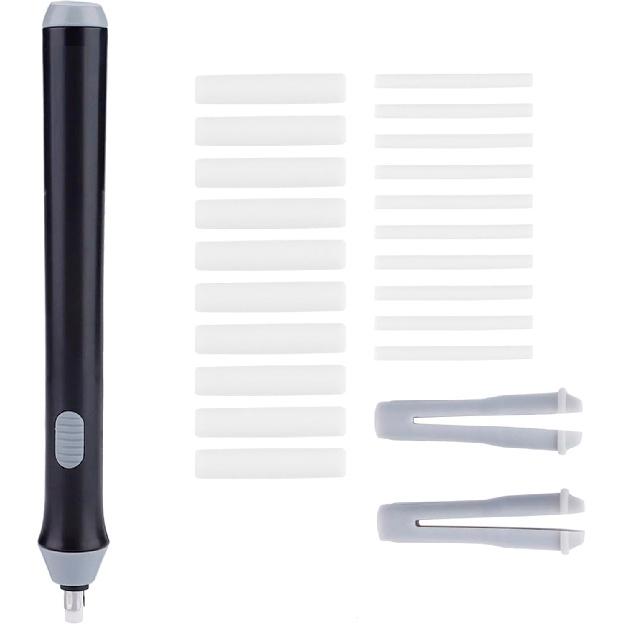 

3 кольори Електричний гумка, Автоматична гумка на батарейках, Автоматична гумка у формі олівця, Набір з 22 змінними гумками для малювання, Живопису(Чорний)