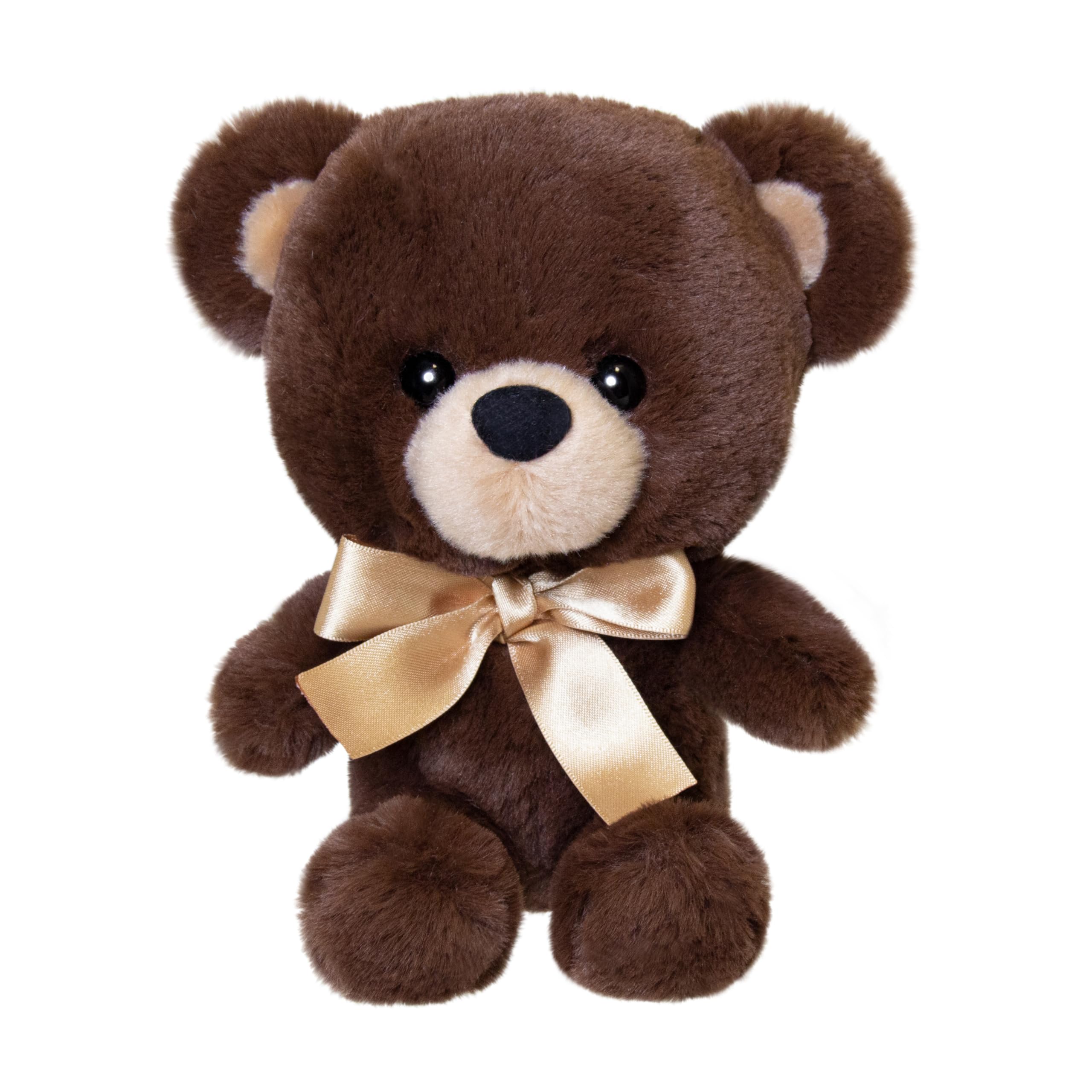 AURORA Plush Fluffy Bear with Dark SS Toy, Ribbon, Brown,