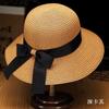 Summer fashion ribbon bow women straw hat seaside vacation sunscreen sunshade foldable beach hat women