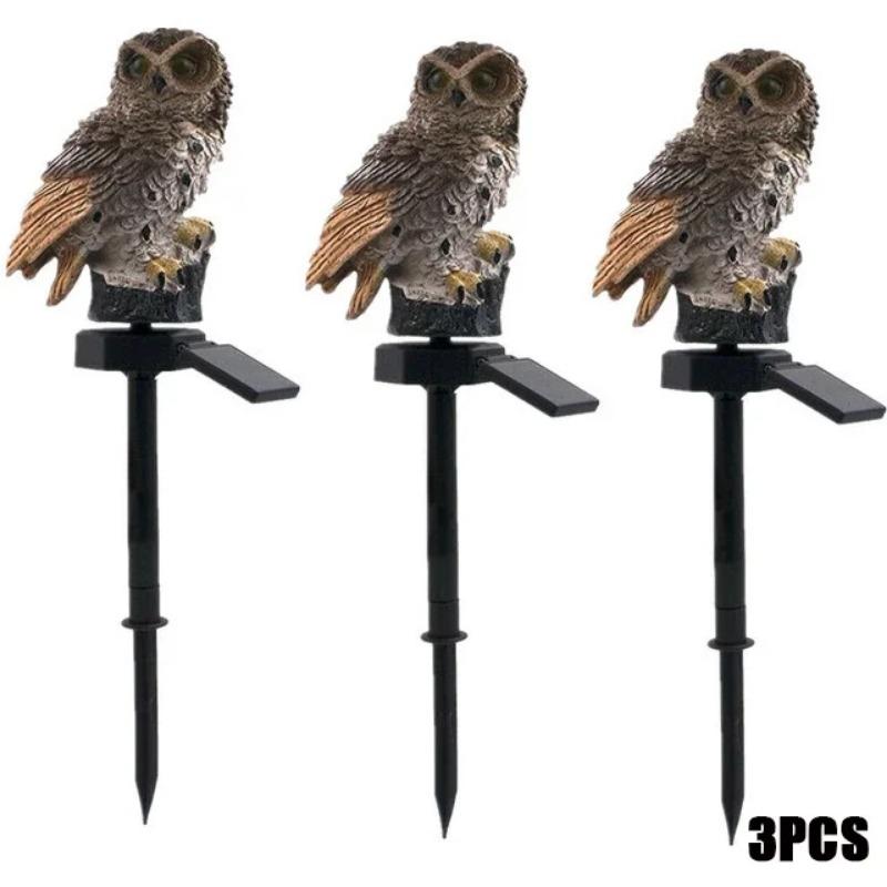 Solar Powered Owl Statue Light Outdoor Waterproof Light for Night Garden Hallowmas Lawn Patio Yard Pathway Fence Party Decor Lighting, with Stake
