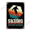 Skiing Makes Me Happy Metal Sign Plaques Kitchen Printing Designs Club Wall Decor Tin Sign Poster