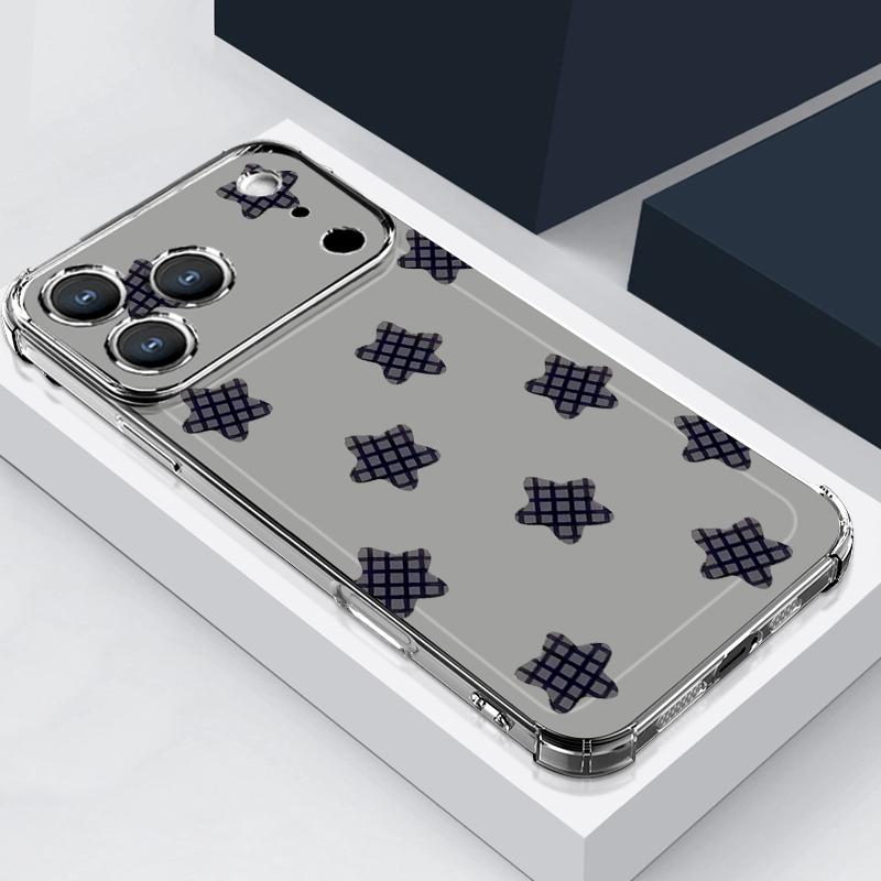 Star Moon Pattern Phone Case For iPhone 17e 17 16 15 Pro Max 14 13 Pro 16 Shockproof Clear TPU Soft Card Slot Pocket Back Cover