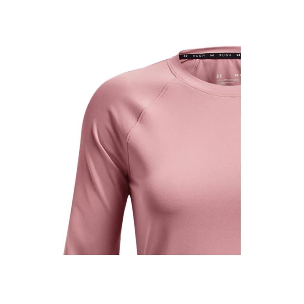 Under Armour Rush Casual Retro Football Sports Round Neck Running Training Raglan Sleeve T-Shirt Women T-Shirt Pink 1368179-697