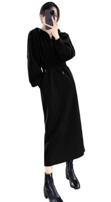 Chubikime Hoodie Long Sleeve Pullover Sweatshirt with Loose Spring Women's Dress, Hood, Fit, A-Line Detail, Slit, Stylish, Elegant, Fall, Winter,