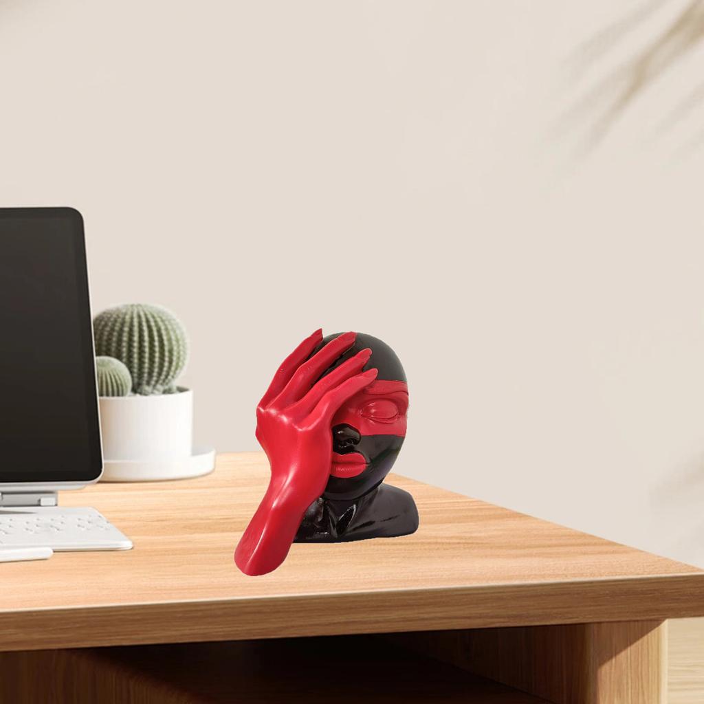 Modern Black Woman With Red Hands Statue Abstract Decoration Resin Ornaments
