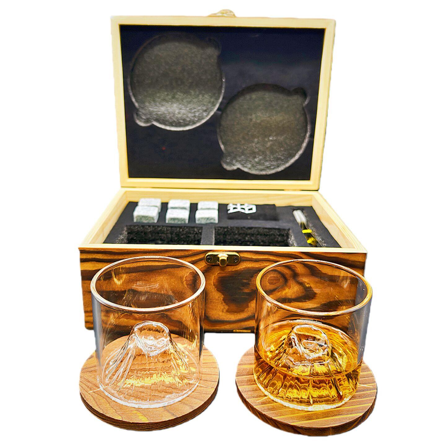 Whiskey Stones Gift Set,2 Glasses,6 Whiskey Stones,Ice Tongs,Reusable Whiskey Glasses,Men s Gift Father s Day Gift,Bar Party Kit