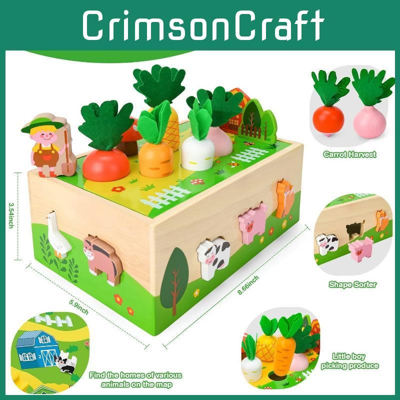 Childrens Animal Paradise Wooden Puzzle Box With Carrot Pull Game For Early Education
