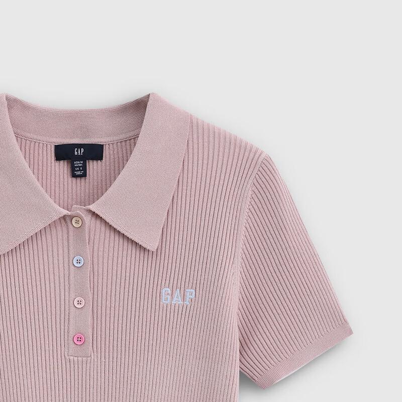 GAP Women's 2026 Spring Logo Ribbed Knit Polo Shirt