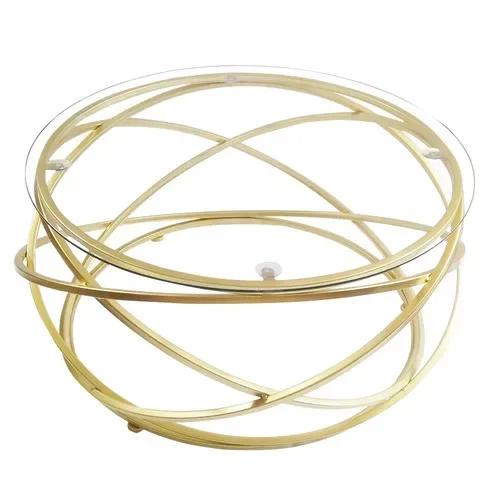 Iron coffee table fashion small apartment living room coffee table tempered glass round sofa side coffee table WF924430