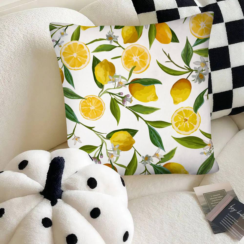 Lemon Pattern Pillow Case Fashion Square Pillowcase Bedroom Sofa Room Ins Decoration Leisure