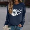 Women's Fashion Casual Long Sleeve Solid Color Printed Round Neck Top Sweatshirt