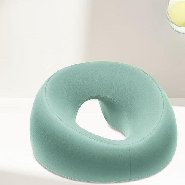 Spa Facial Pillow with O-Ring Opening, Gray Face Cushion for Massage Table,Adjustable Salon Bed Accessory for Eyebrow Lamination