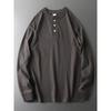 Henley Shirt American Style Heavy Men's Long-Sleeved 100% Cotton Coat Foreign Trade Export Original Last Order Men's G Henry Collar T-shirt
