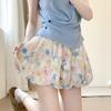 Women's Summer Floral High-Waisted Ice Silk Skort - Slimming, Loose, Wide-Leg Design