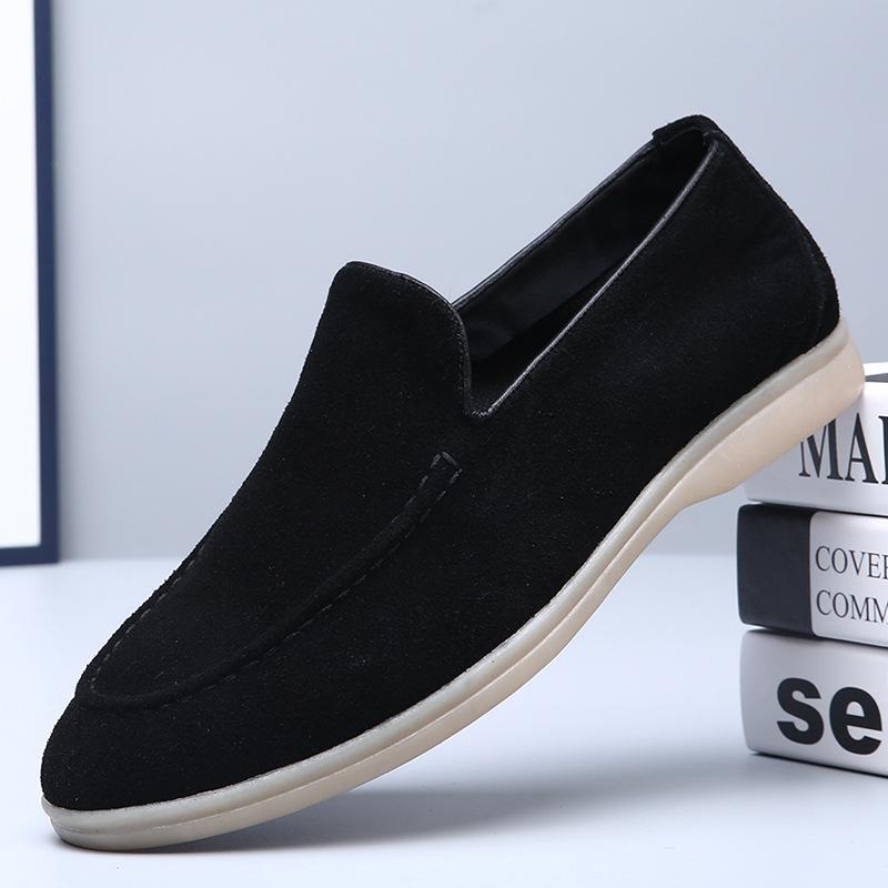 Retro British Fur Turning One Pedal Men's Business Breathable Foot Cover Casual Soft-soled Lazy Shoes