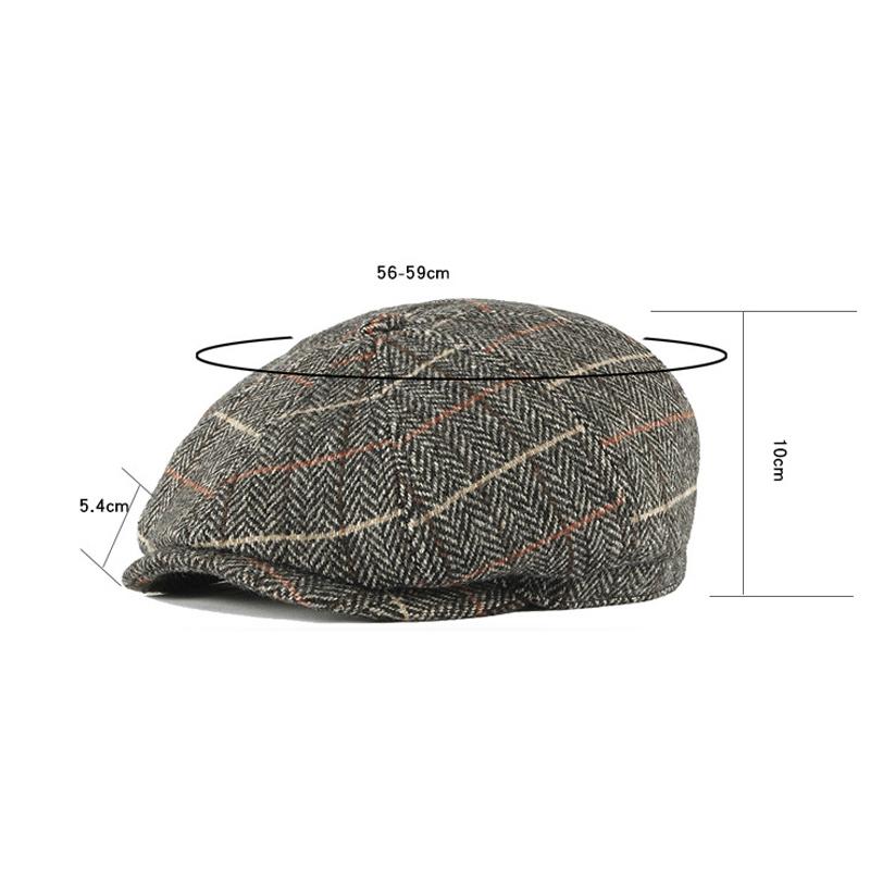 Kariertes Baskenmütze Herren Herbst Winter Wolle Britische Retro Zeitungsjunge Mütze Damen Achteckige Mütze Gatsby Paintsman's Cap Gorro Hombre Boina