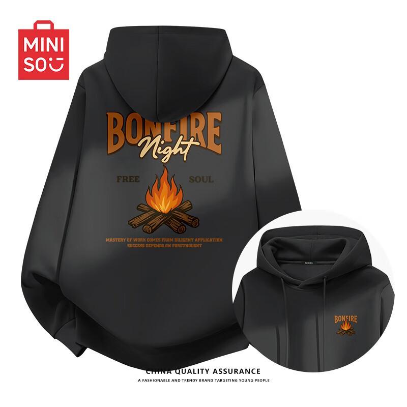 

MINISO Men s American Retro Hooded Heavyweight Pullover Hoodie 5XL