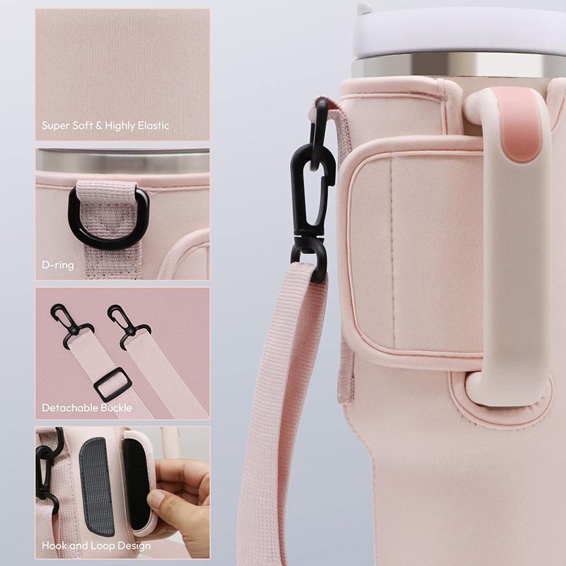 Water Bottle Carrier Bag Compatible With 40Oz Tumbler With Handle, Water Bottle Holder With Adjustable Shoulder Strap