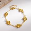 Trendy Luxury Five Leaf Flower Bracelets Necklace For Women Gold Color Flower Chain Bracelet Earrings Set Wedding Party Jewelry