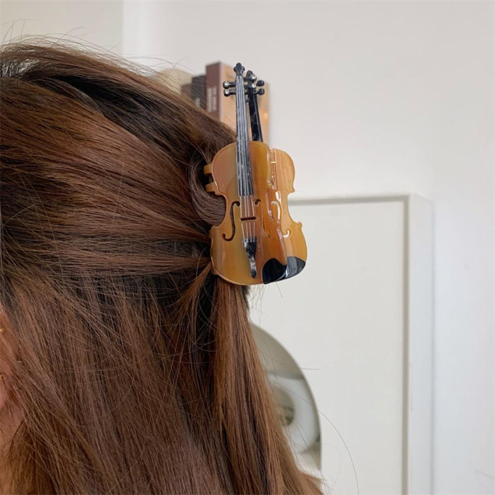 Video Tape Acetate Guitar Hair Claw Acetic Acid Big Shark Clip Personalized Music Hair Clip  Female