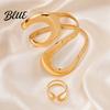Adjustable Opening Ring 2Pcs/Set Bracelet Set for Women Design Bangle