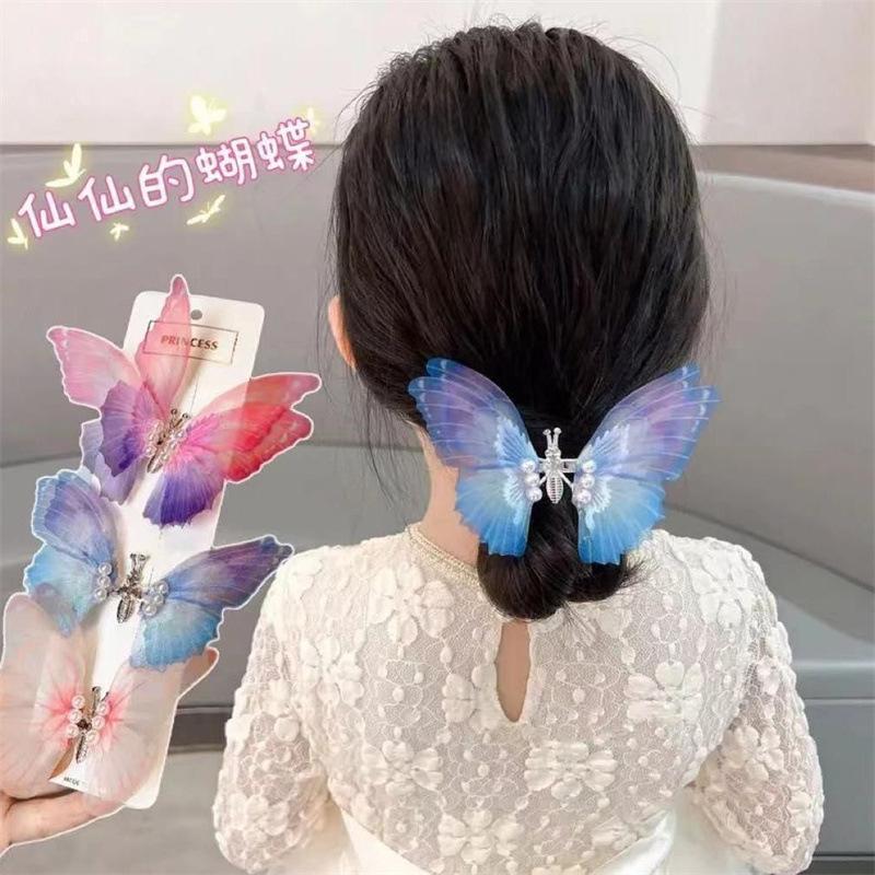 Colorful Beautiful Moving Wings Pearl Big Butterfly Hair Clip for Girls Sweet Hair Decorate Hairpin