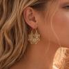 1 Pair Vintage Bronze Earrings for Women, Multi-Layer Hollow Pattern Hook Earrings, Bohemian Ethnic Style Drop Earrings for Jewelry Gift