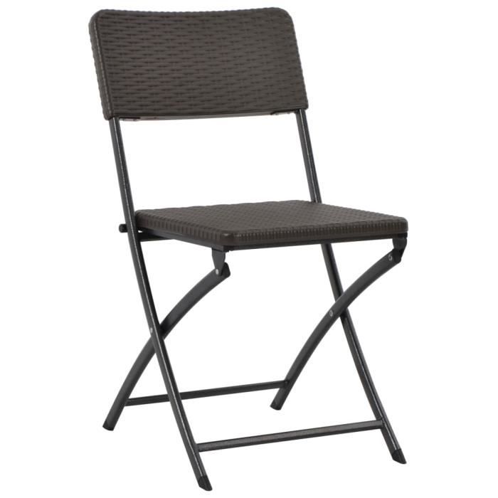VidaXL Chaises pliables de jardin 2 pcs PEHD et acier