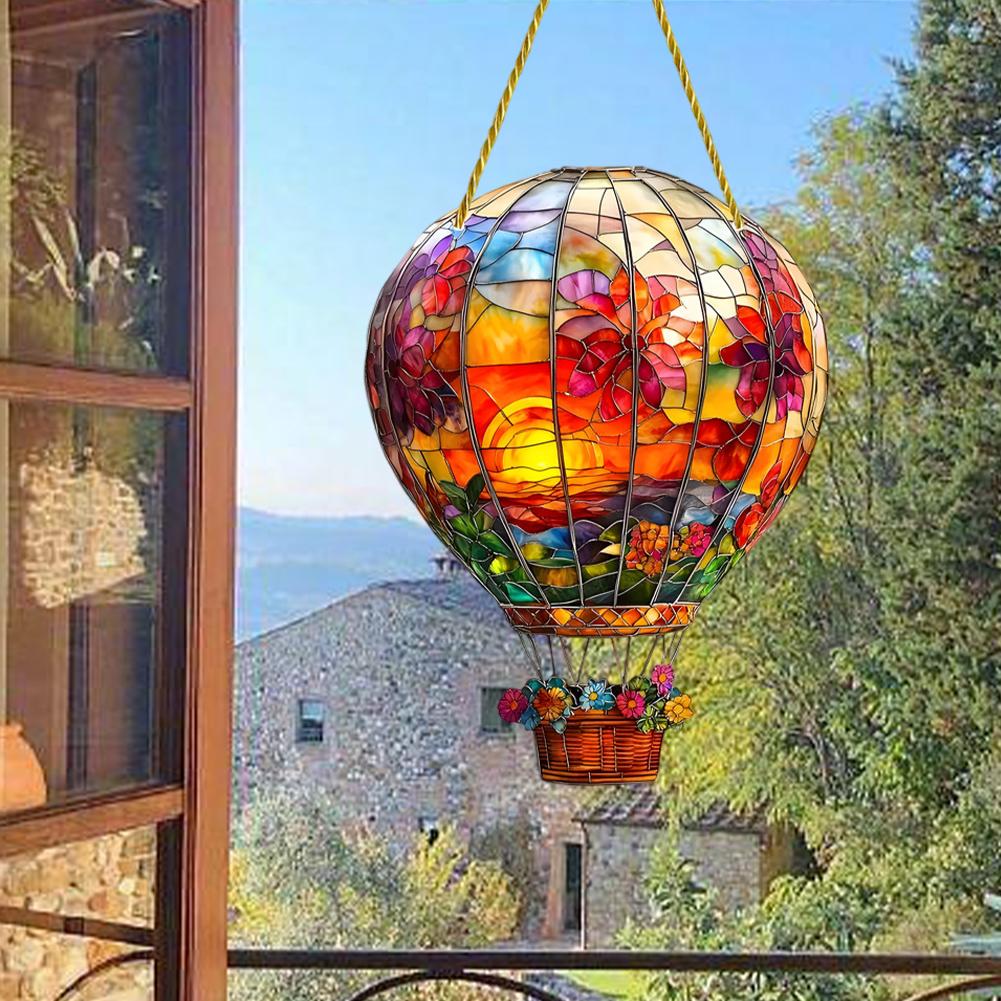 Hot Air Balloon Sun Catcher Hot Air Balloon Window Hanging Acrylic 2D Flat Hot Air Balloon Window Decoration Indoor Window Decor