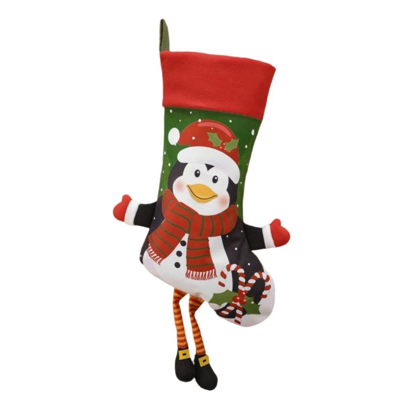Christmas Tree Hanging Stocking Pendant Candy Gift Bag Christmas Ornament Sock for Family Home Decorations