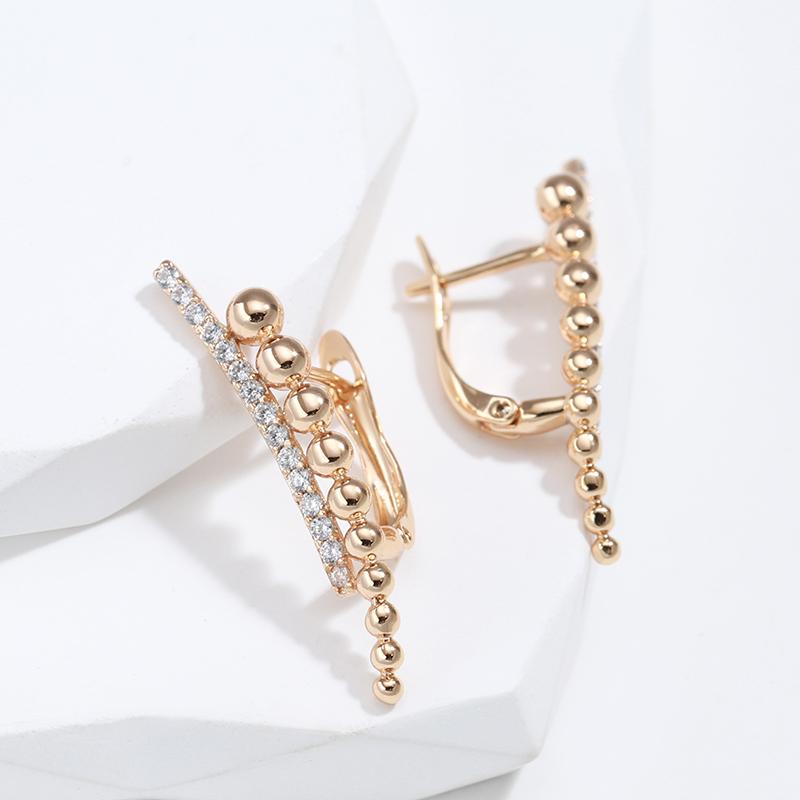 Trendy  Rose Gold Dangle Earrings For Women Micro Wax Inlaid Natural Zircon Luxury High Quality Daily Fine Drop Jewelry