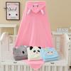 Children Bath Towel Cartoon Animal Embroidery Decor Soft Microfiber Highly Absorbent Newborns Swaddle Blanket Sweat-Absorbent Pad Body-drying Cape