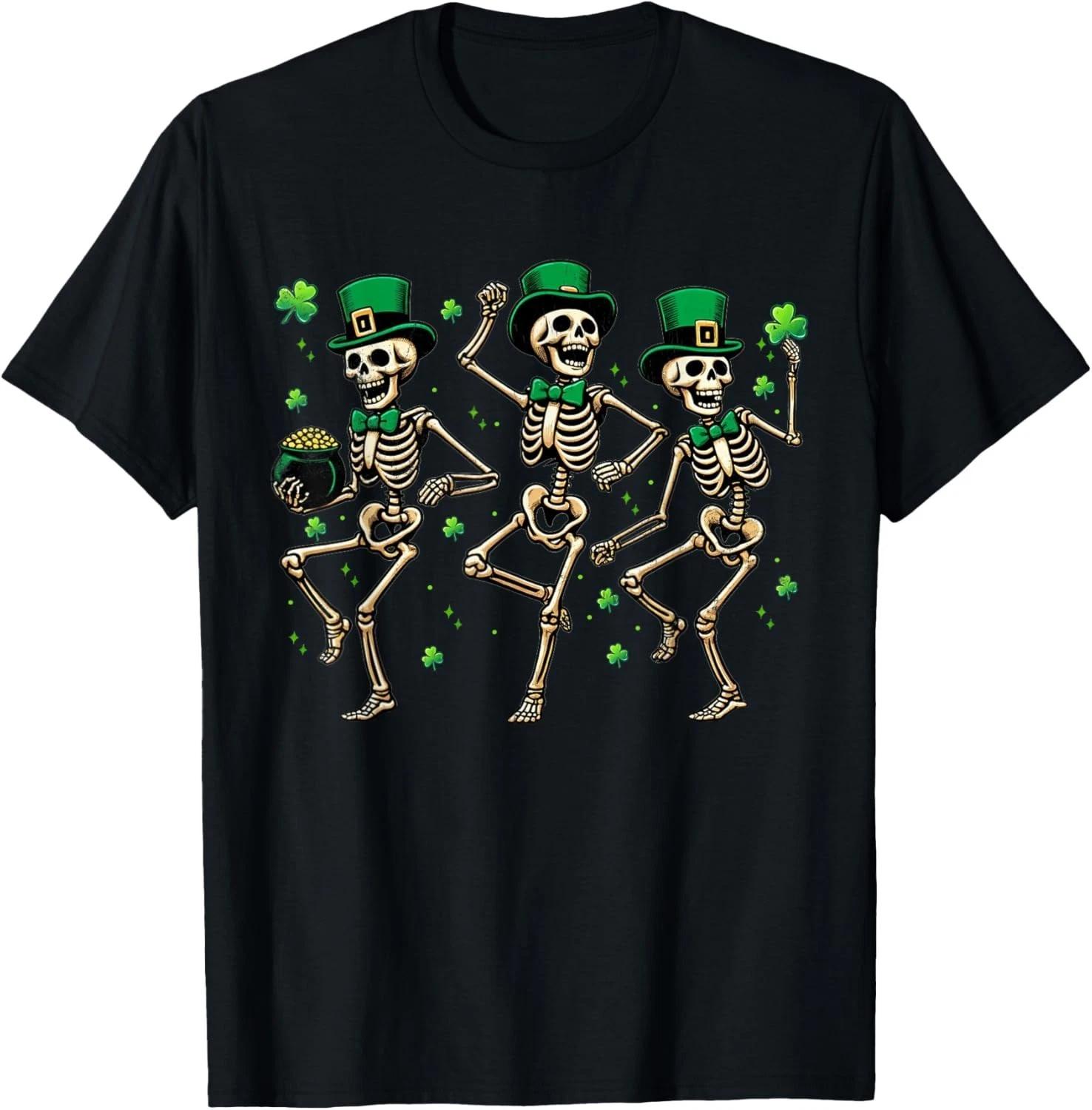 Skeleton Leperchaun Funny Skeleton Dancing St Patricks Day T- Shirt 3XL