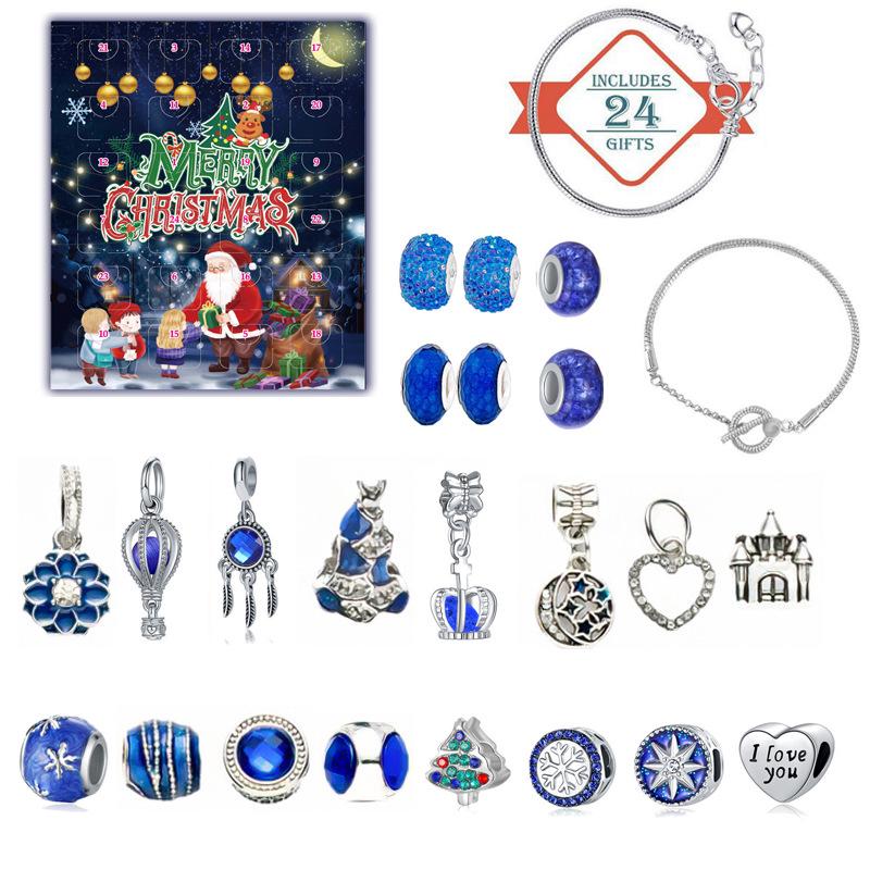 Cross-border Christmas Countdown 24-Grid DIY Bracelet & Necklace Set for Kids