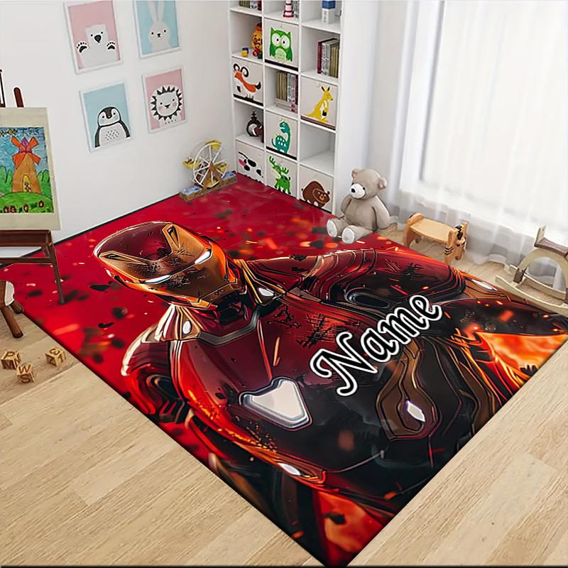 Custom Name "Iron Man: Power Glory" Carpet Rug Customizable Soft Washable Anti-Slip Home Living Room Sofa Mats Personalized Rug. 0909284