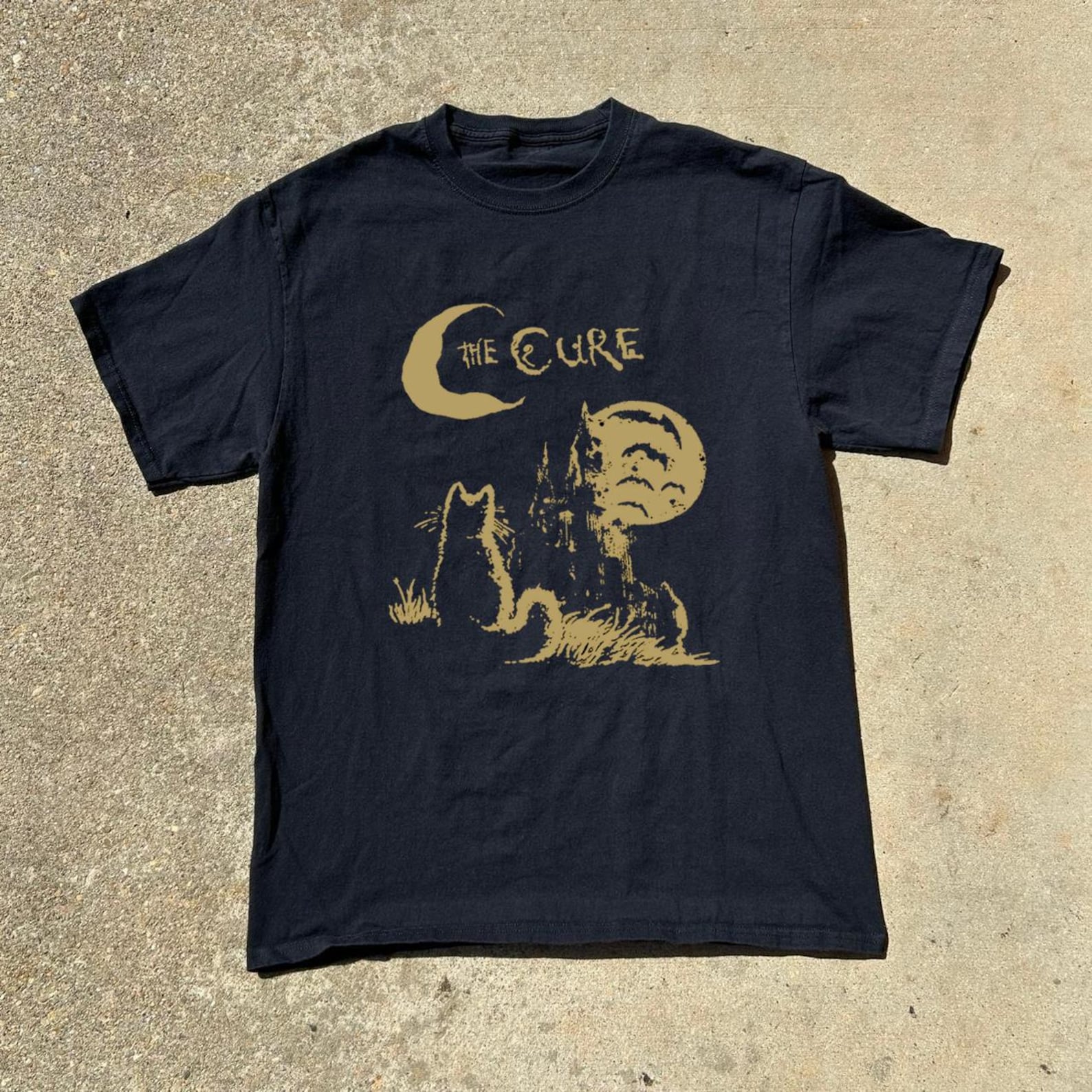The Cure Cat Graphic Tee, 90s Alt Rock Band Shirt, Unisex Cotton T shirt L