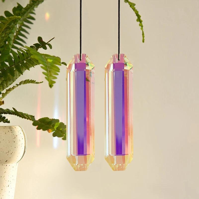 Krystal 120mm AB Farver Prismer Hængende Dråber Vedhæng Solfanger Regnbue Skaber Lang Stribe Gitter Lysekrone Dele DIY Hjemmeindretning