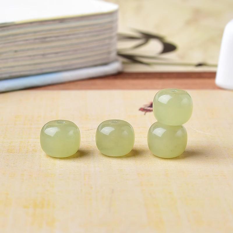 Natural Hetian Jade & Green Chalcedony Barrel Beads Bracelet/Necklace DIY Accessories