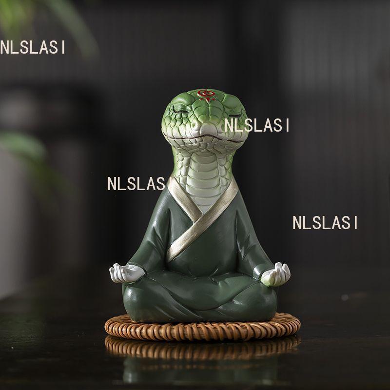 1pcs Snake Face Meditation Tea Pet Chinese Style Snake Desktop Ornament Home Tea Play Car Ornament Resin Handicraft Accessories