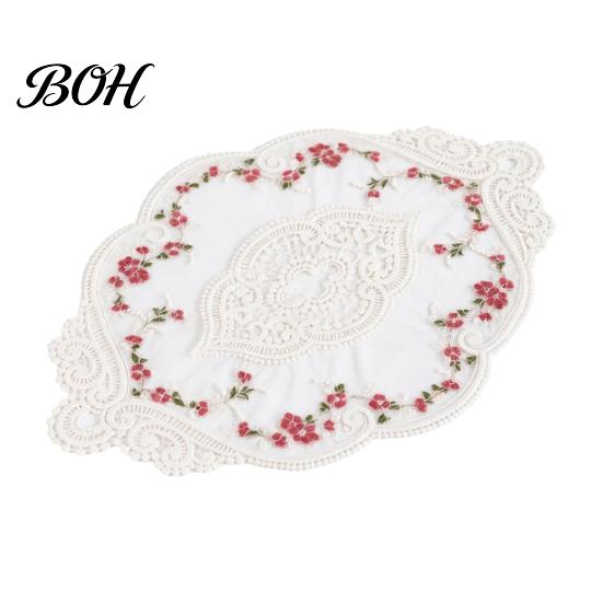 Floral Patterned Table Decor Embroidered Lace Doily, Vintage Style Sheer Placemat, Mat Decorative Covers for Parties Elegant Doilies Tea Party,