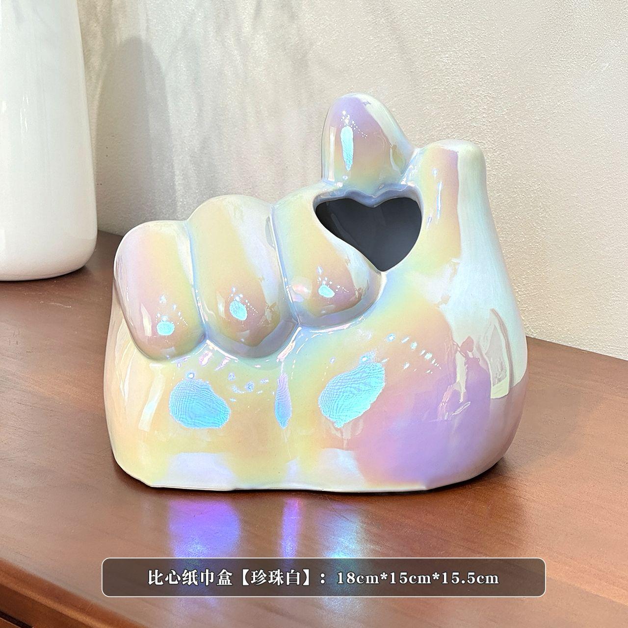 

Creative Love Ceramic Tissue Box Creative Fist Organizer Living Room Dining Table Ceramic Paper Drawer Box Home Decoration Gift