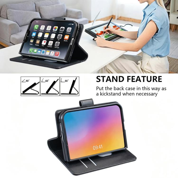 Litchi Texture RFID Anti-Theft PU Leather Wallet Phone Case For iPhone Duo