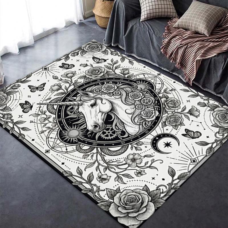 2025 New Unicorn Animal Carpet Rug for Living Room Bedroom Home Sofa Decoration,Kids play Non-slip Floor Mat142