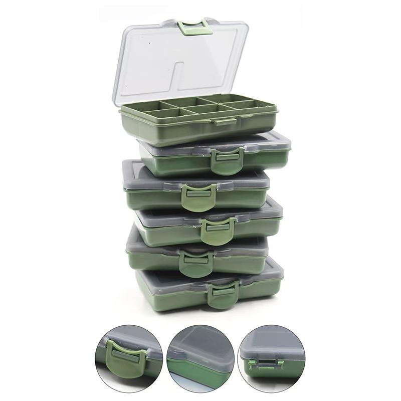 1-8 Compartments Fishing Tackle Box 10.5*6.5cm, Plastic Storage Organizer with Transparent Lid, Green Case for Carp Angling Accessories