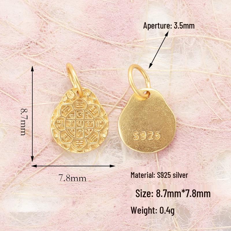 S925 Silver Gold-Plated Butterfly Abacus Pendant with Fu Character for DIY Bracelet & Necklace