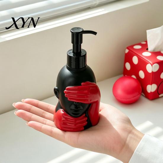Großer Kapazität Seifenspender 200 ml Spenderflasche, Sanfte Schaumbildung Künstlerisches Schwarz-Rot Design Und Flasche für Badezimmerdekor Rostbeständige Pumpe